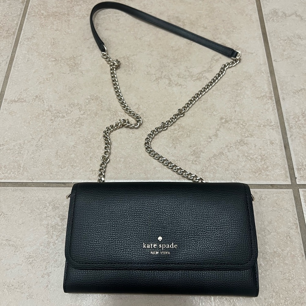 Kate Spade Cameron Wallet Black Crossbody Bag with Chain Strap